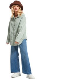7 Kick Back Washed - Corduroy Long Sleeve Shirt for Women Blue ARJWT03322 Roxy
