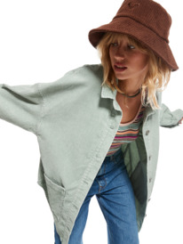 3 Kick Back Washed - Corduroy Long Sleeve Shirt for Women Blue ARJWT03322 Roxy