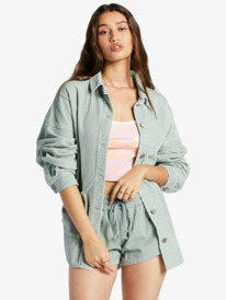 9 Kick Back Washed - Corduroy Long Sleeve Shirt for Women Blue ARJWT03322 Roxy
