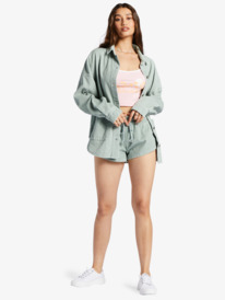 13 Kick Back Washed - Corduroy Long Sleeve Shirt for Women Blue ARJWT03322 Roxy
