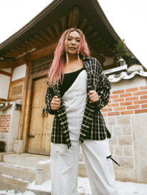 1 Chloe Kim Oversized Button Up Woven Shirt Black ARJWT03329 Roxy
