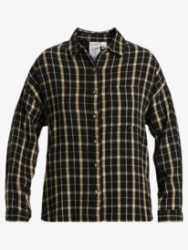 11 Chloe Kim Oversized Button Up Woven Shirt Black ARJWT03329 Roxy