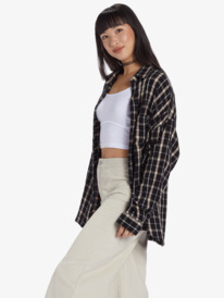 7 Chloe Kim Oversized Button Up Woven Shirt Black ARJWT03329 Roxy