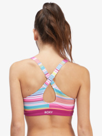 roxy, Roxy Active Halter Bikini Top, BRIGHT WHITE TROPI STRIPE (wbb3) Roxy Active 2022 - Halter Bikini Top for Young Women ARJX303538