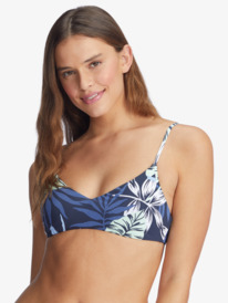 6 Printed Beach Classics Athletic Triangle Bikini Top Blue ARJX303571 Roxy