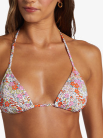 2 Printed Beach Classics Tiki Triangle Bikini Top Orange ARJX303624 Roxy