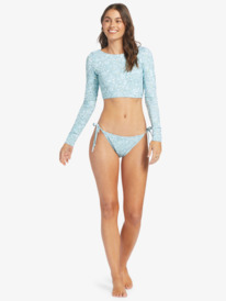 2 Seaside Tropics Cheeky Smock Bikini Bottoms Blue ARJX403548 Roxy