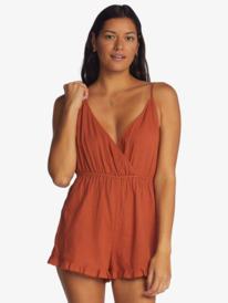 0 Honest Love Strappy Beach Romper Brown ARJX603160 Roxy