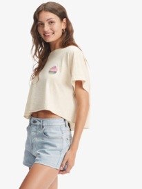 3 When In Hawaii Boat Neck T-Shirt Beige ARJZT07135 Roxy