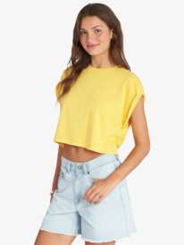3 Retro Sunny Day Cropped Dolman T-Shirt Yellow ARJZT07266 Roxy