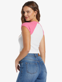 roxy, Retro Roxy Cropped Raglan Sleeve Baby T-shirt, SHOCKING PINK (mjy0) RETRO ROXY CRBT ARJZT07582