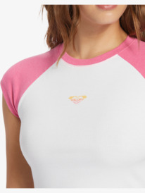 1 Retro Roxy Cropped Raglan Sleeve Baby T-shirt Pink ARJZT07582 Roxy