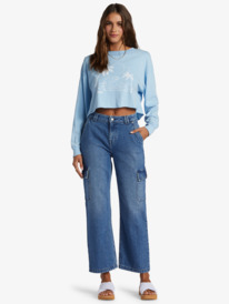 3 Simple Surf Oversized Long Sleeve T-Shirt Blue ARJZT07705 Roxy
