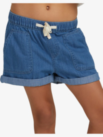2 Girls 4-14 Lazy Song Denim Shorts Blue ERGDS03071 Roxy