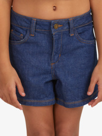 4 Girls 4-14 Just Be Happy High Waisted Denim Shorts Blue ERGDS03072 Roxy
