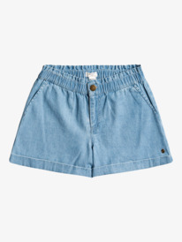 3 Girls 8-16 Lion Heart Paper Bag Denim Shorts Blue ERGDS03078 Roxy