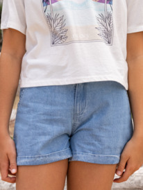 0 Girls 8-16 Lion Heart Paper Bag Denim Shorts Blue ERGDS03078 Roxy