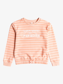 roxy, Girl's 4-16 Electric Feel Crewneck Sweatshirt, TROPICAL PEACH RG AT DOWN STRI (mdr3) ELECTRIC FEEL ERGFT03699