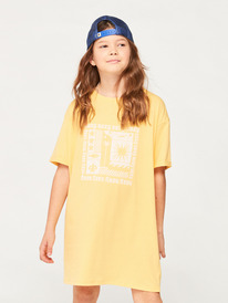 3 Girls 4-16 Sublime Landscape Short Sleeve T-Shirt Dress Yellow ERGKD03241 Roxy