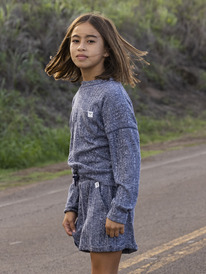 1 Girl's 4-16 Talking To The River Long Sleeve Knit Top Blue ERGKT03210 Roxy
