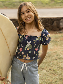 1 Sunday Night Sessions - Puff Sleeve Top for Girls 4-16 Blue ERGKT03222 Roxy