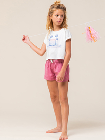 2 Girl's 4-16 Una Mattina Elastic Waist Shorts Pink ERGNS03088 Roxy