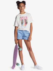 2 Girl's 4-16 Una Mattina Elastic Waist Shorts Blue ERGNS03088 Roxy