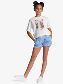 3 Girl's 4-16 Una Mattina Elastic Waist Shorts Blue ERGNS03088 Roxy