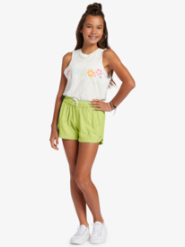 2 Girl's 4-16 Una Mattina Elastic Waist Shorts Green ERGNS03088 Roxy