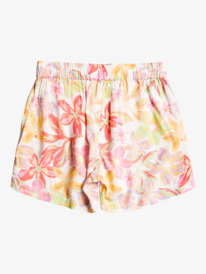 roxy, Blue Ocean Floor - Short taille élastique pour Fille 4-16, SNOW WHITE BAYSIDE BLOOMS (wbk9) Blue Ocean Floor - Elasticated Shorts for Girls 4-16 ERGNS03134