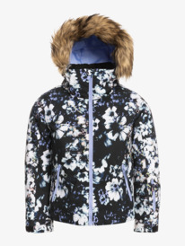roxy, Girls 8-16 American Pie Insulated Snow Jacket, TRUE BLACK BLACK FLOWERS (kvj1) American Pie - Insulated Snow Jacket for Girls ERGTJ03140