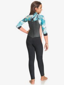 roxy, Girls 8-16 3/2mm Syncro Back Zip Wetsuit, BLACK/PALE CORAL/BUTTER (xkmy) 3/2mm Syncro - Back Zip Wetsuit for Girls ERGW103046