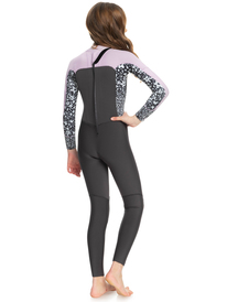 roxy, 4/3mm Swell Series Haut en néoprène back zip pour Fille, JET/ORCHID BOUQUET (xkmm) 4/3mmSwell Series - Back Zip Wetsuit for Girls 8-16 ERGW103057
