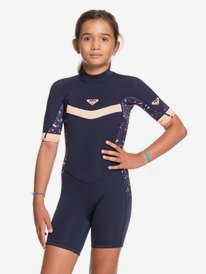 0 Girl's 8-16 2/2mm Syncro Back Zip Short Sleeve Springsuit Blue ERGW503010 Roxy