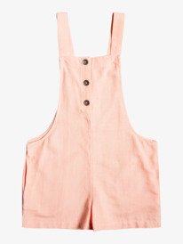 roxy, Girl's 4-16 I Had A Dream Linen Dungaree Shorts, PEACH BUD (meg0) I Had A Dream - Linen Dungaree Shorts for Girls 4-16 ERGWD03194
