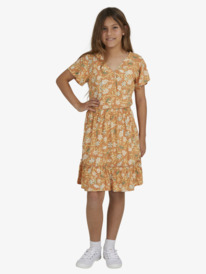 7 Girls 4-16 Love In The Future Short Sleeve Dress Brown ERGWD03203 Roxy