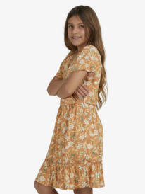 6 Girls 4-16 Love In The Future Short Sleeve Dress Brown ERGWD03203 Roxy