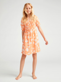 4 Girls 4-16 Free The Animal Short Sleeve Dress Pink ERGWD03205 Roxy