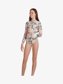 1 Girl's 8-16 Love Is Big Long Sleeve UPF 50 One Piece Rashguard White ERGWR03202 Roxy
