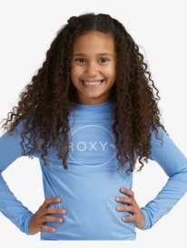 3 Girls 8-14 Beach Classics Long Sleeve UPF 50 Rash Vest Blue ERGWR03259 Roxy