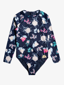 0 Girl's 7-16 Flowers Addict Long Sleeve UPF 50 Rashguard Blue ERGWR03298 Roxy
