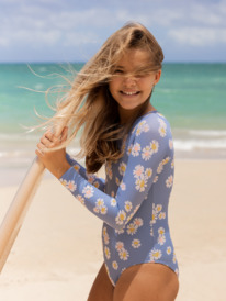 1 Adventurous Beachy Girl 2022 - Langärmliger Rashguard-Einteiler mit UPF 50 für Mädchen Blau ERGWR03305 Roxy