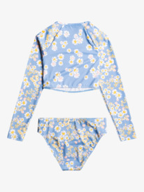 4 Girl's 7-16 Adventurous Beachy Girl Long Sleeve Crop Top Rashguard Set Blue ERGWR03311 Roxy