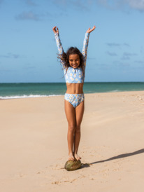 2 Girl's 7-16 Adventurous Beachy Girl Long Sleeve Crop Top Rashguard Set Blue ERGWR03311 Roxy