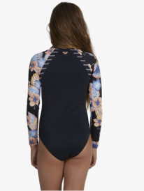 1 Girls 6-16 Swim For Good Time Long Sleeve One-Piece Rashguard Black ERGWR03313 Roxy