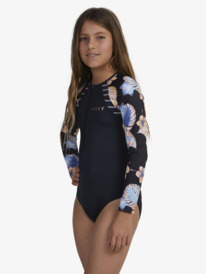 2 Girls 6-16 Swim For Good Time Long Sleeve One-Piece Rashguard Black ERGWR03313 Roxy