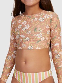 4 Girls 6-16 Moonlight Story Long Sleeve Rash Vest Set Brown ERGWR03319 Roxy