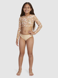1 Girls 6-16 Moonlight Story Long Sleeve Rash Vest Set Brown ERGWR03319 Roxy