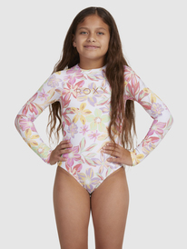 roxy, Girl's 7-16 Tropical Time Long Sleeve One-Piece Rashguard, BRIGHT WHITE BAYSIDE BLOOMS (wbb7) TROPICAL TIME ONESIE ERGWR03330