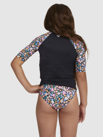 roxy, Girls 6-16 Active Joy 3/4 Sleeve Rashguard, ANTHRACITE FLOWER POWER (kvj9) Active Joy - 3/4 Sleeve Rash Vest for Girls 6-16 ERGWR03339